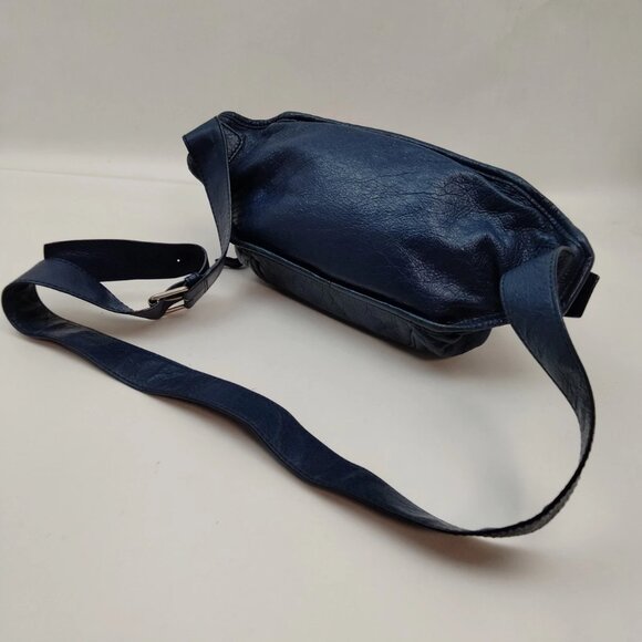 $1569 Authentic BALENCIAGA Made in ITALY Unisex Blue Leather Waist Sling Bag - Picture 5 of 12